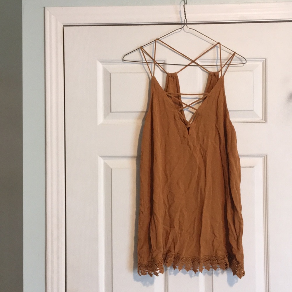 Strappy Camel Color Lace Tank Forever 21 L